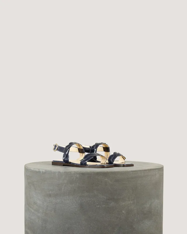 Tila March Rhea sandale plate cuir verni marine