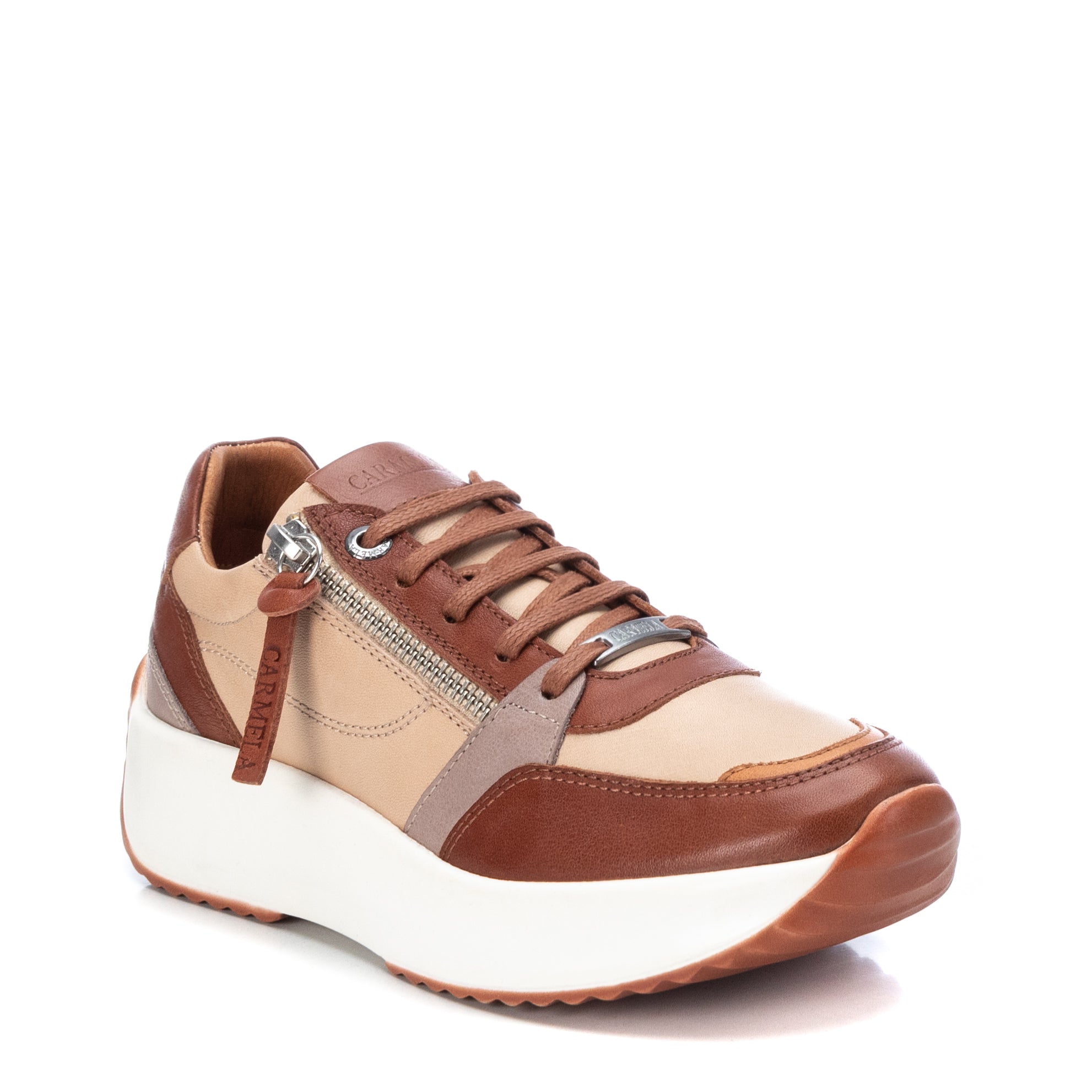 Carmela 16021002 sneakers cuir marron zippées