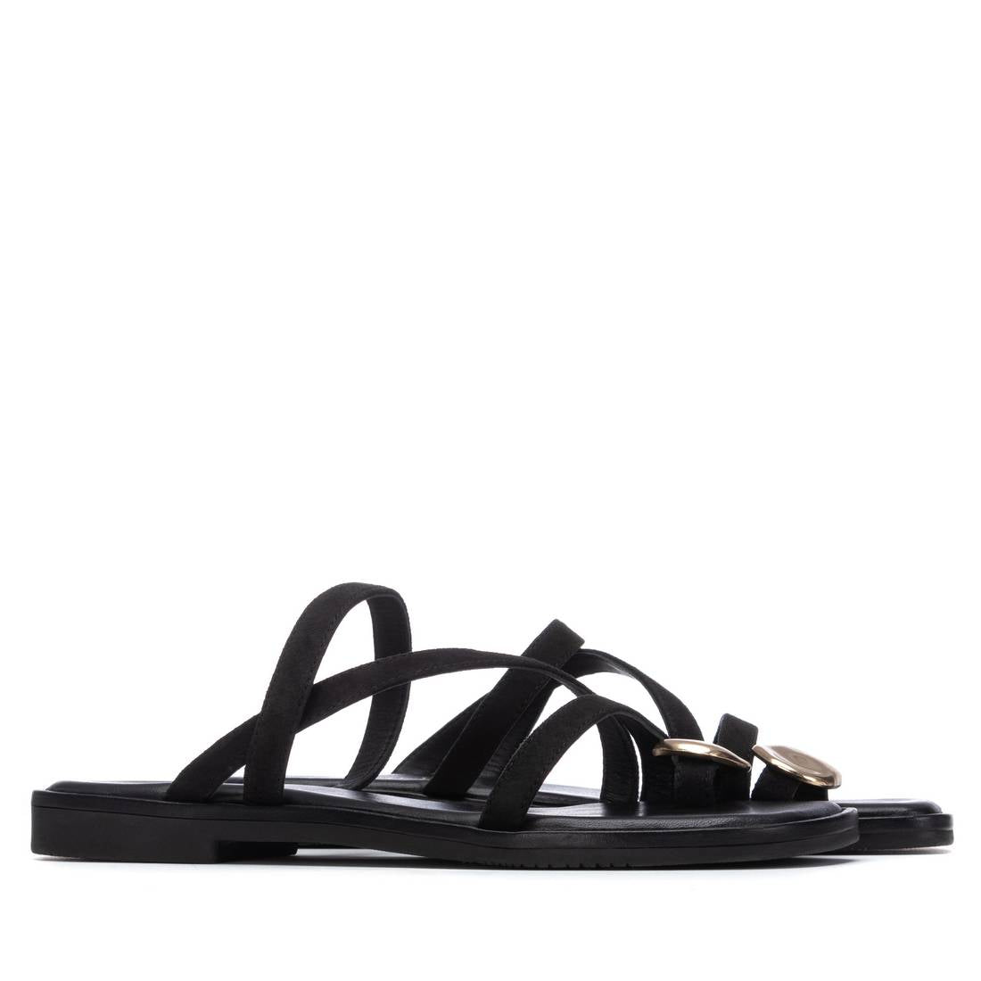Carmela 16329101 sandale plate noire cuir