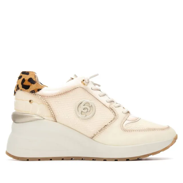 Carmela 16244402 baskets cuir blanc compensées