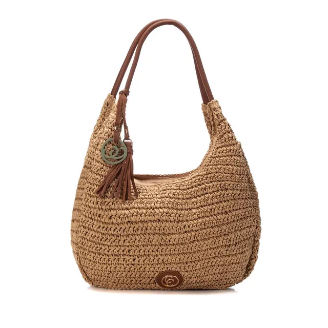 Carmela 18610405 sac épaule raphia marron zippé
