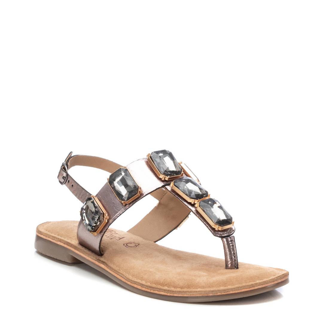 Carmela 16164402 sandale cuir gris talon plat