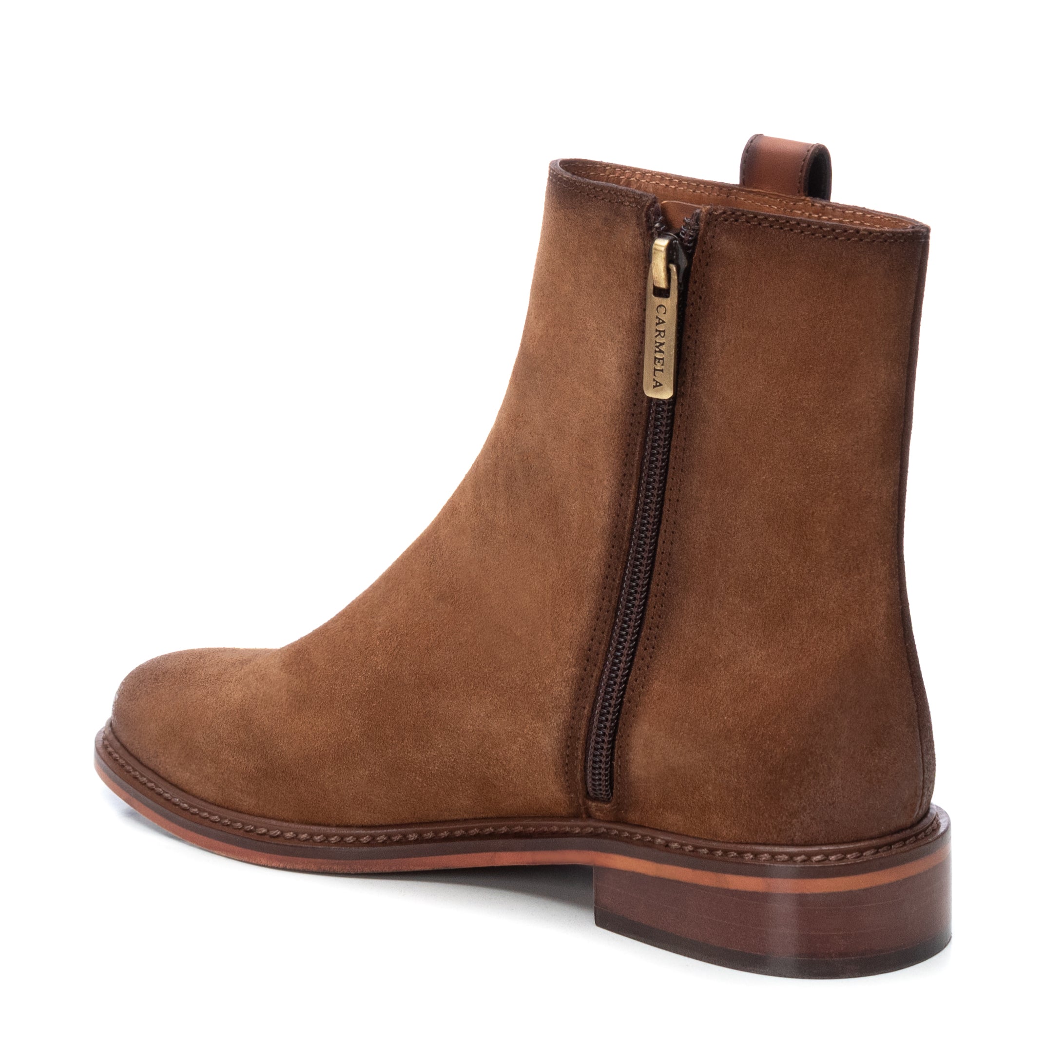 Carmela 16004801 bottines suède marron zip plat