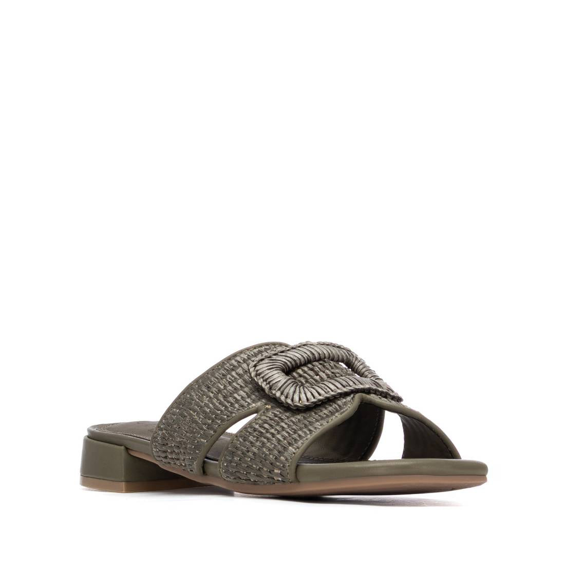 Carmela 16327201 sandale femme kaki tressée plate