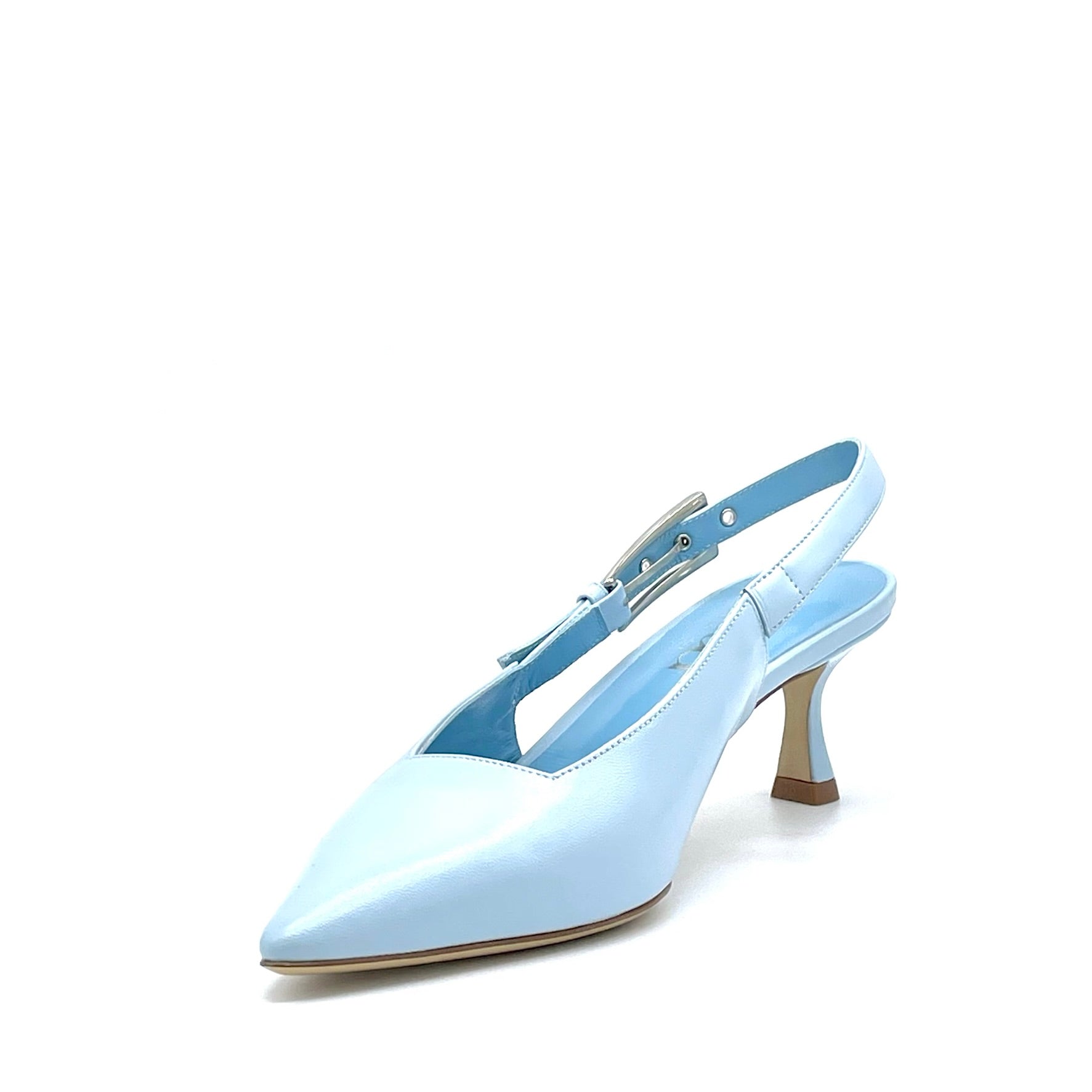 Elata 15112-1 slingback cuir bleu ciel boucle argent 5,5 cm