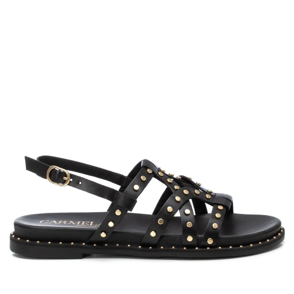 Carmela 16239201 sandales femme plates noires cloutées