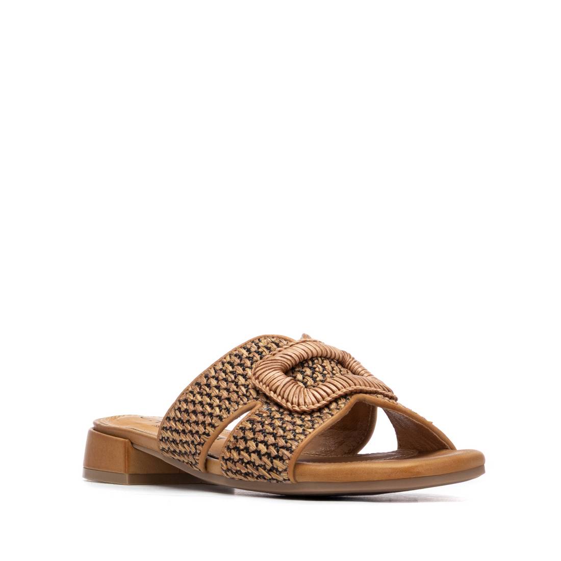 Carmela 16327202 sandale plate camel tressée