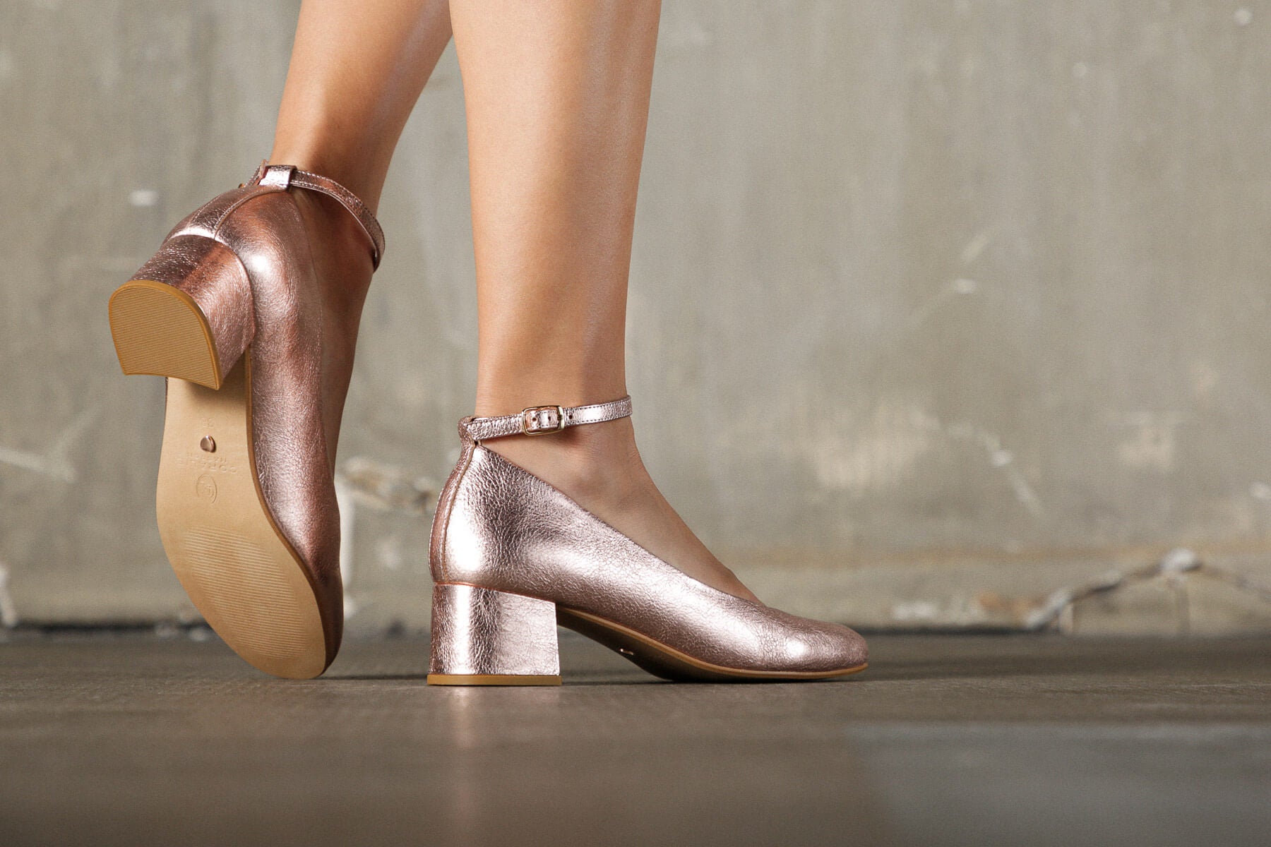 Coralie Masson Lucia babies cuir rose gold talon 5 cm