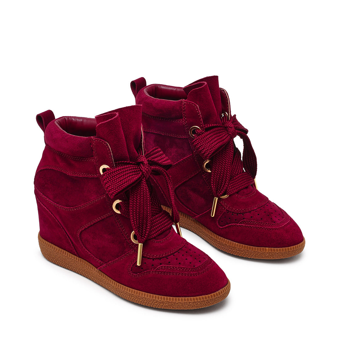 Steve Madden Mables baskets daim bordeaux compensées