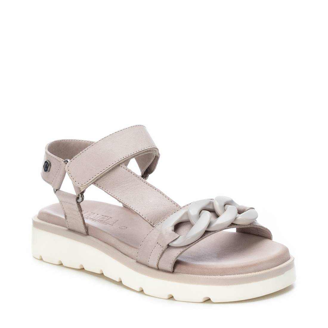 Carmela 16073901 sandales femme blanc cuir chaîne