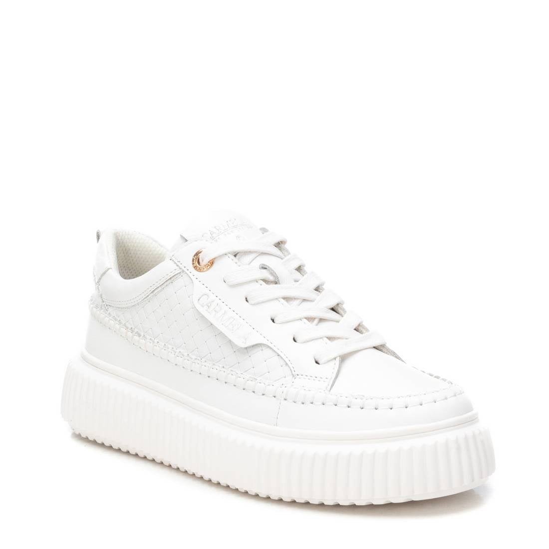 Carmela 16229602 basket blanche cuir tressé
