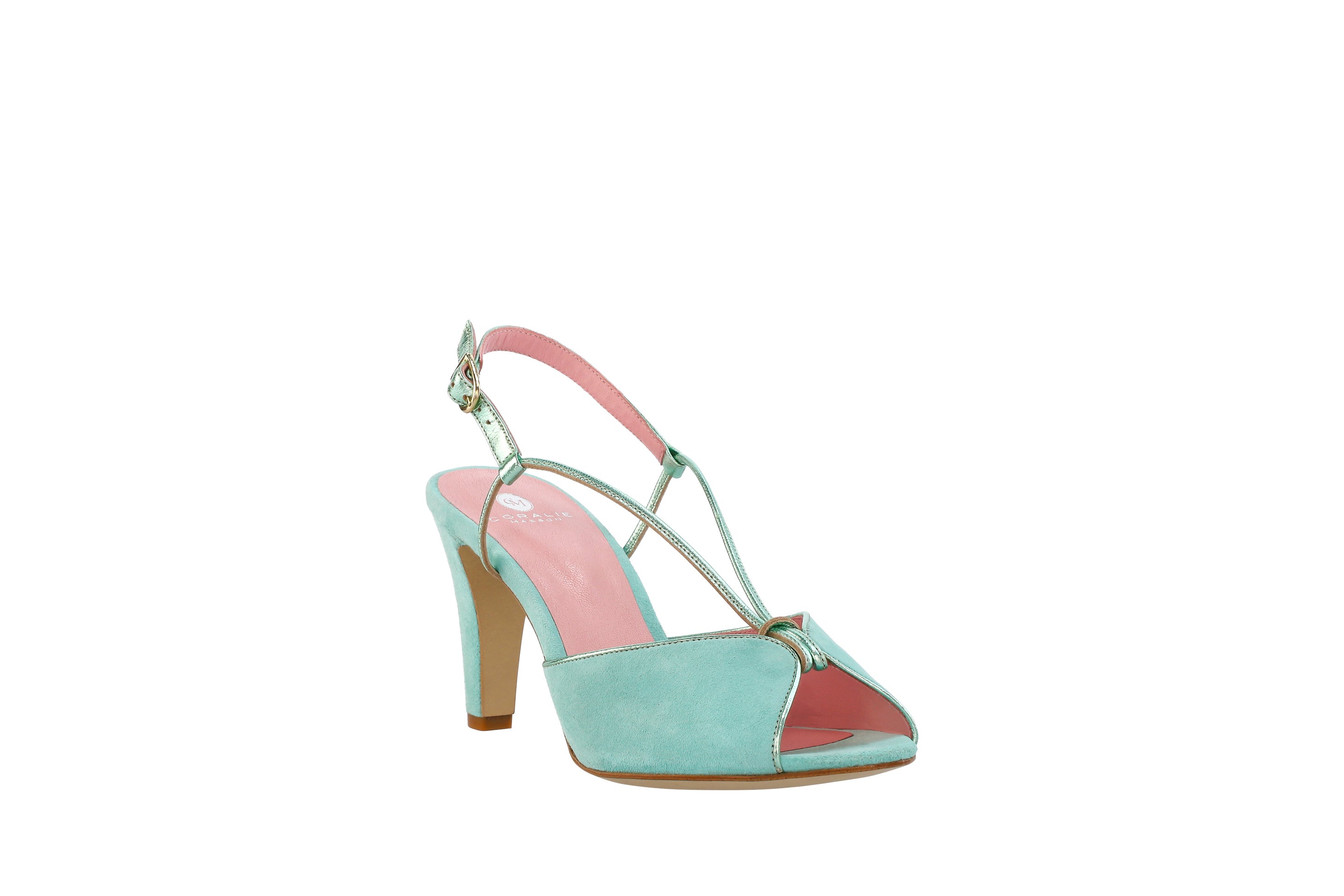 Coralie Masson Lolotte sandales vert mint talon 7 cm