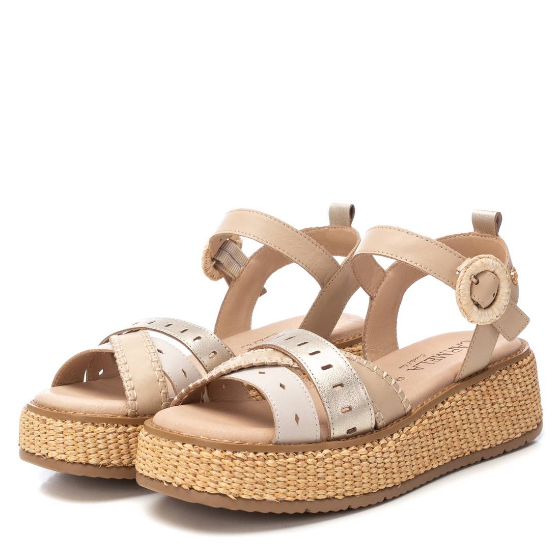 Carmela 16235203 sandales cuir marron talon compensé