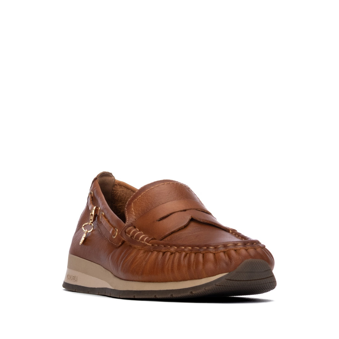 Carmela 16423501 mocassin cuir camel plat