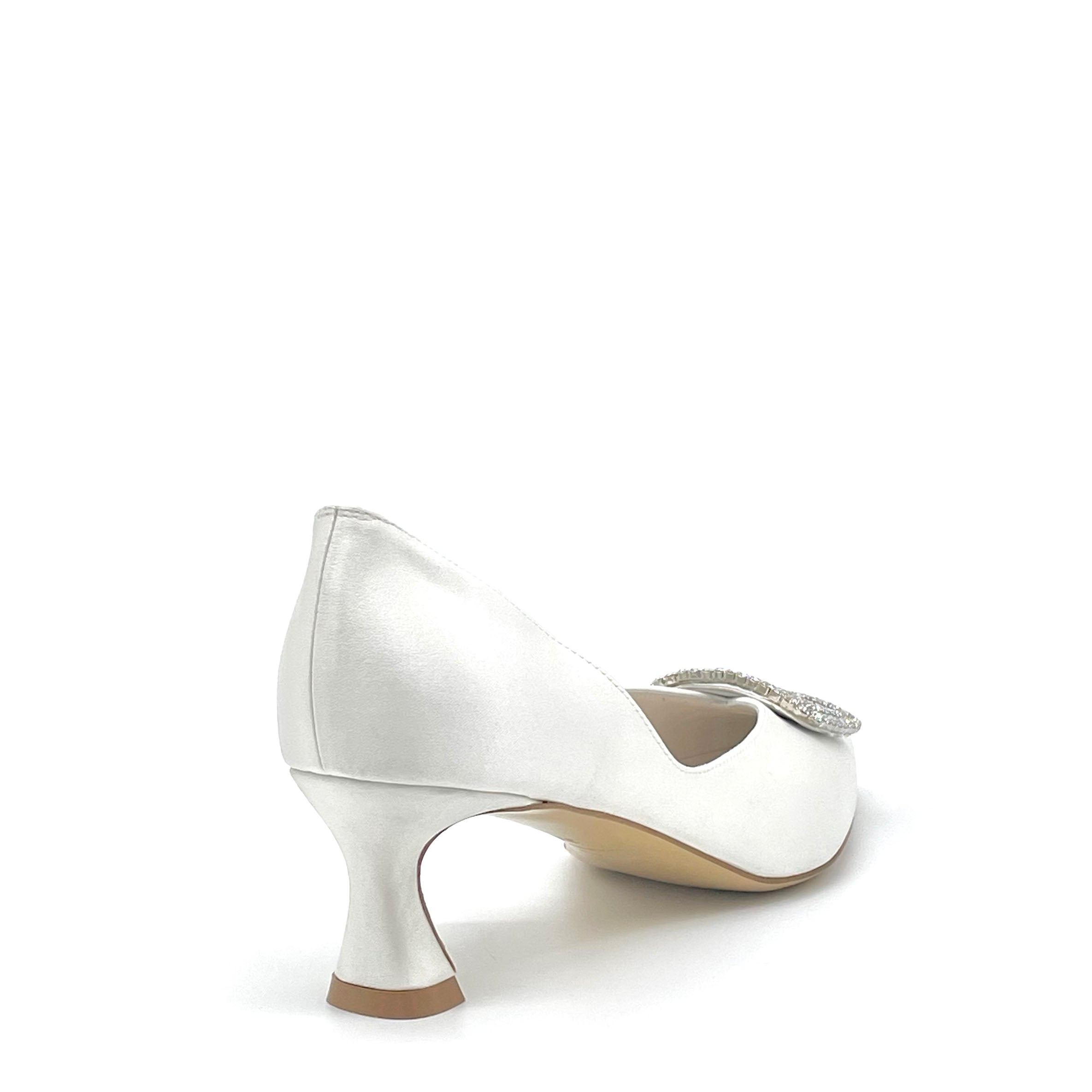 ELATA S2634 escarpins satin blanc mariage 5,5 cm