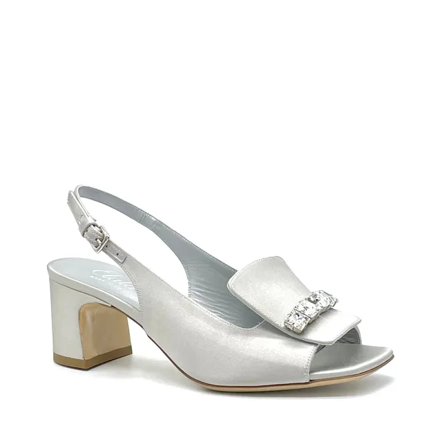ELATA 13139 sandales satin argent bijou 5,5 cm