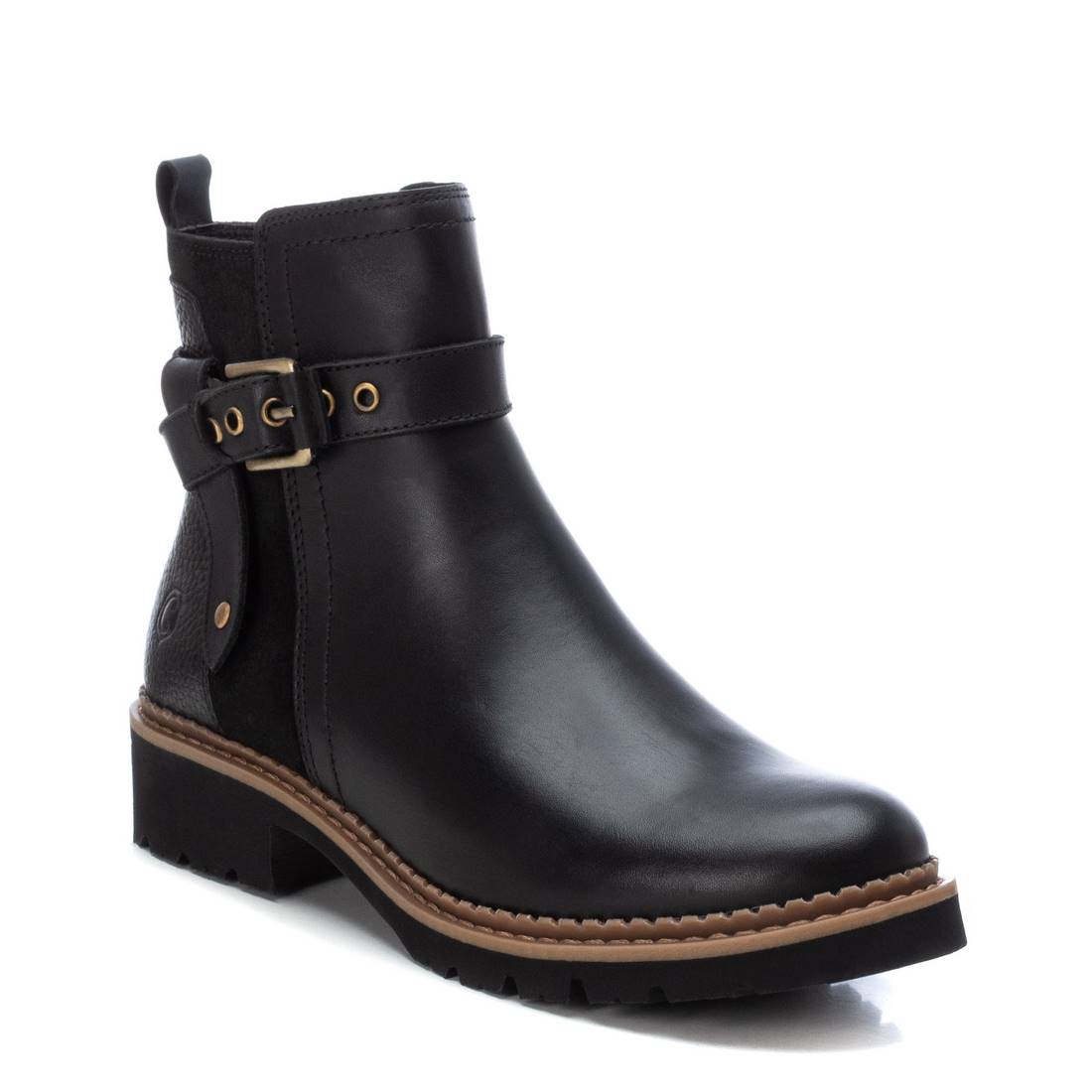 Carmela 16097601 bottine cuir noir à zip plat