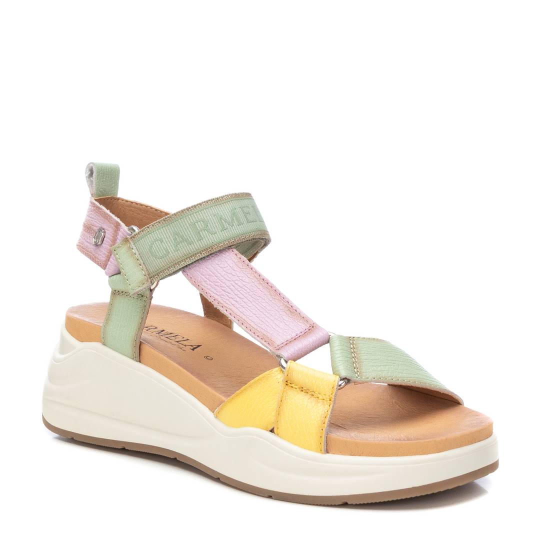 Carmela 16155104 sandale verte cuir scratch plat