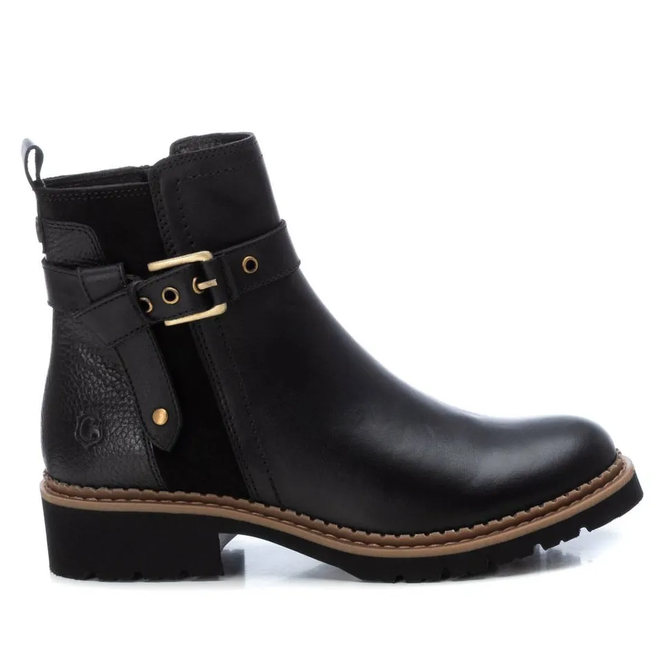 Carmela 16097601 bottine cuir noir à zip plat