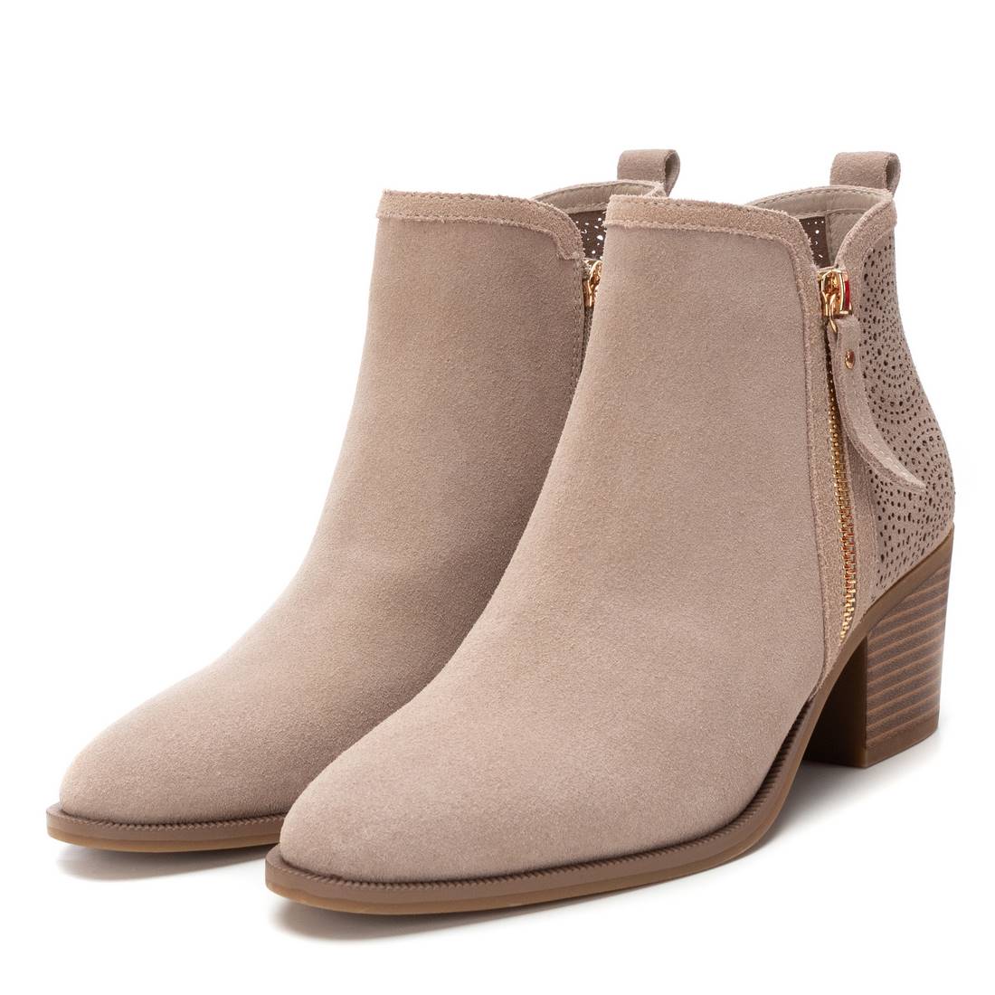 Carmela 16216303 bottines suède beige talon large