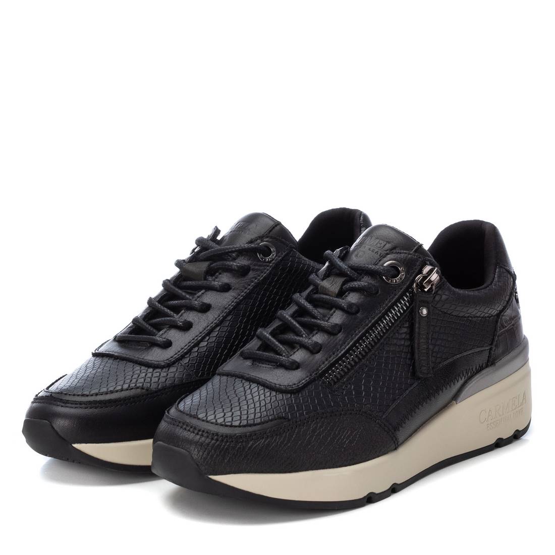 Carmela 16112803 basket femme noir cuir zip