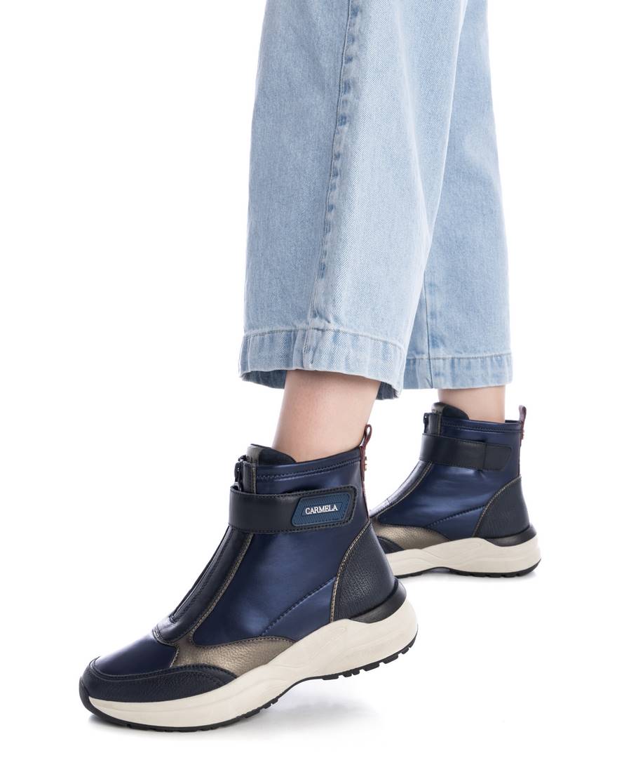 Carmela 16196203 sneaker femme bleu cuir montante