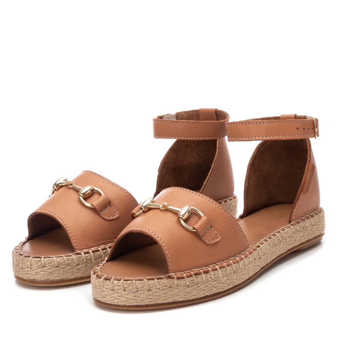 Carmela 16075405 sandales cuir marron compensé yute