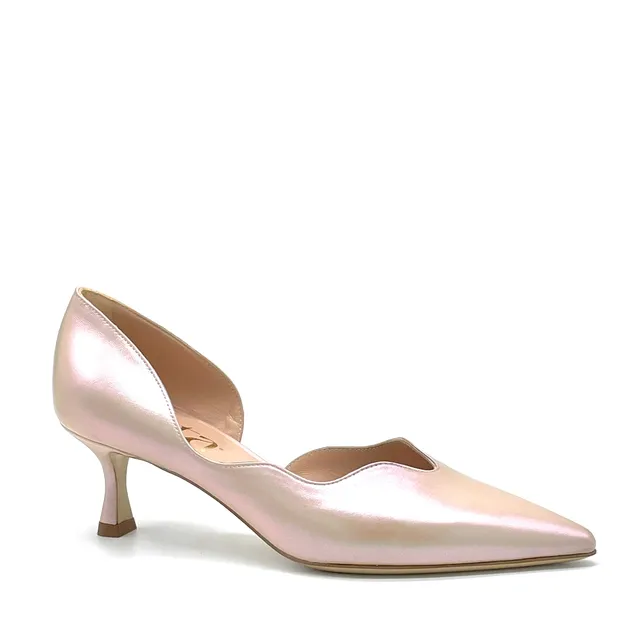 ELATA 15185 escarpin cuir rose irisé talon 5,5 cm