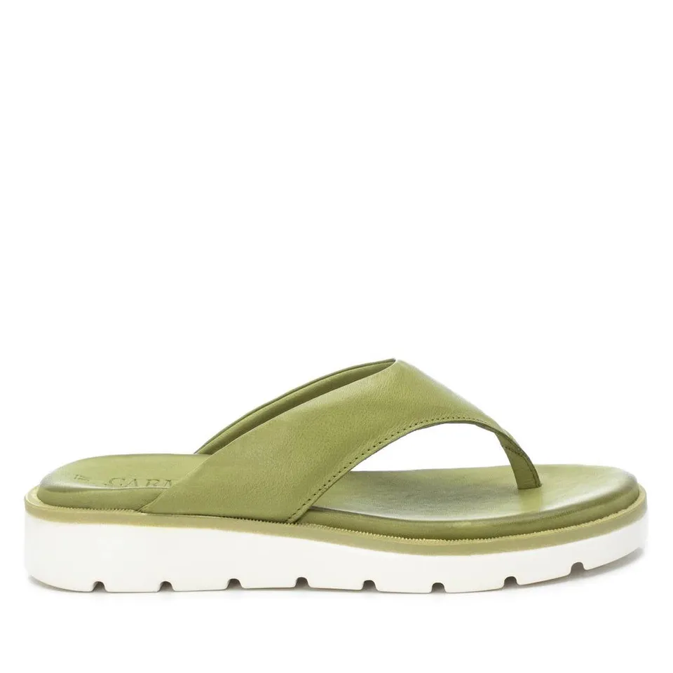 Carmela 16082801 sandale plate cuir verte