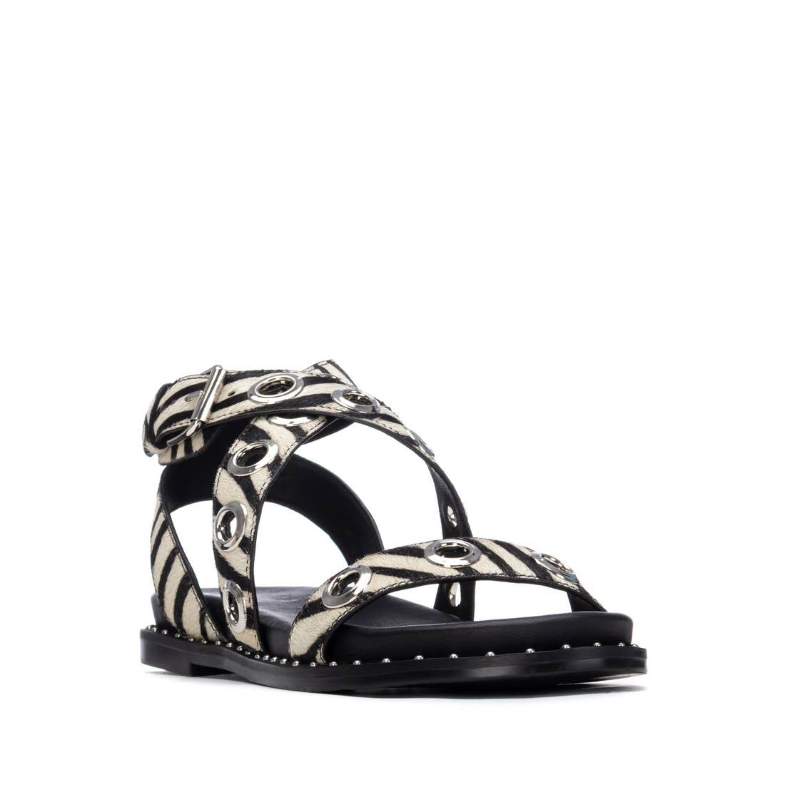 Carmela 16238906 sandale cuir zèbre talon plat