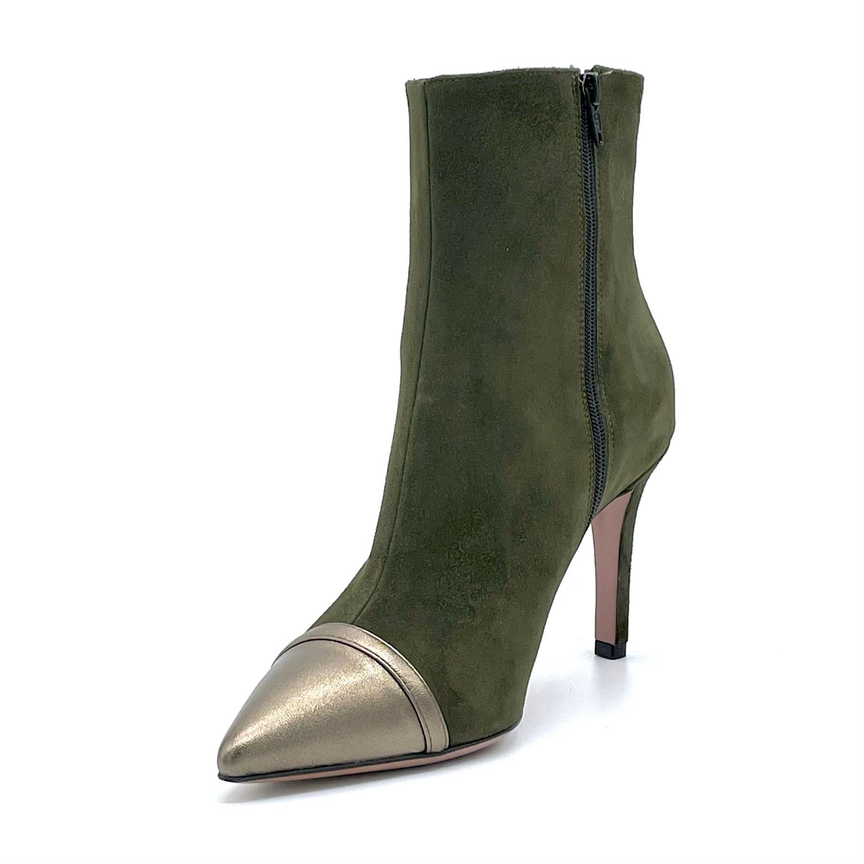 ELATA 52560 bottines suède vert lamé talon 8,5 cm
