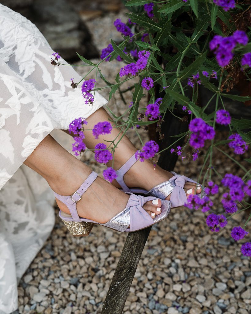 Dessine Moi Un Soulier Suzanne mule velours irisé lilas talon