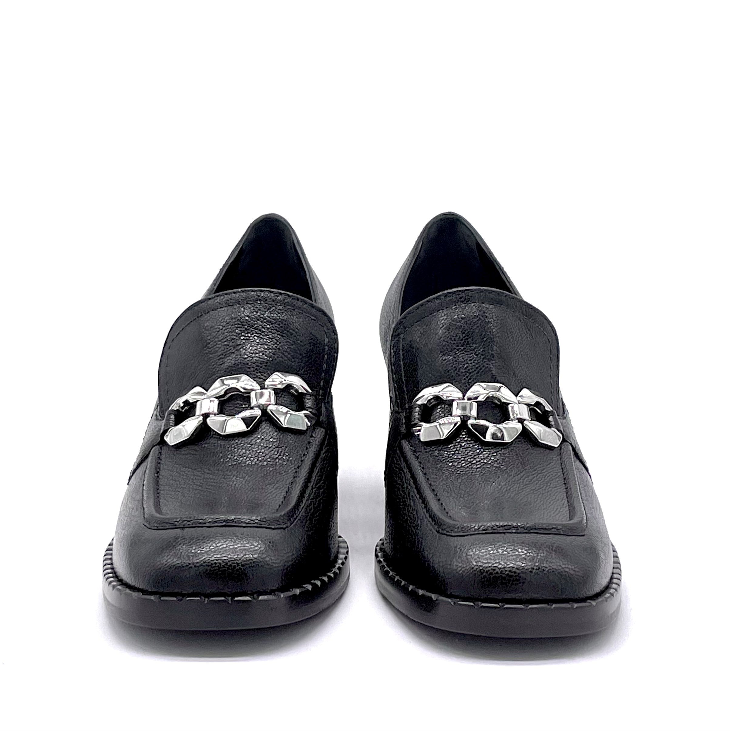 Elata 51502 mocassins cuir noir mors talon 6 cm pointure 37