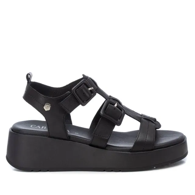 Carmela 16083304 sandales femme noir cuir plateforme