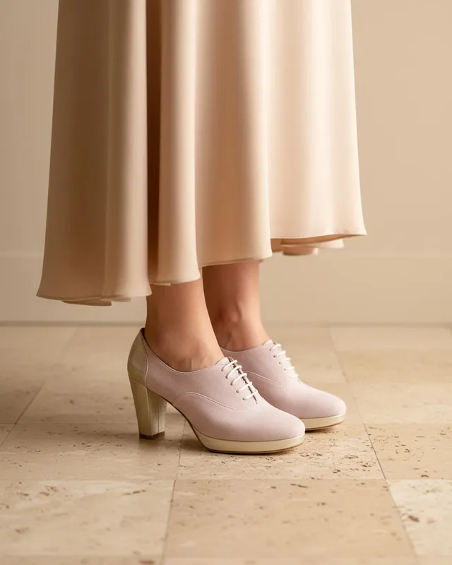 Dessine Moi Un Soulier richelieu plateforme rose champagne