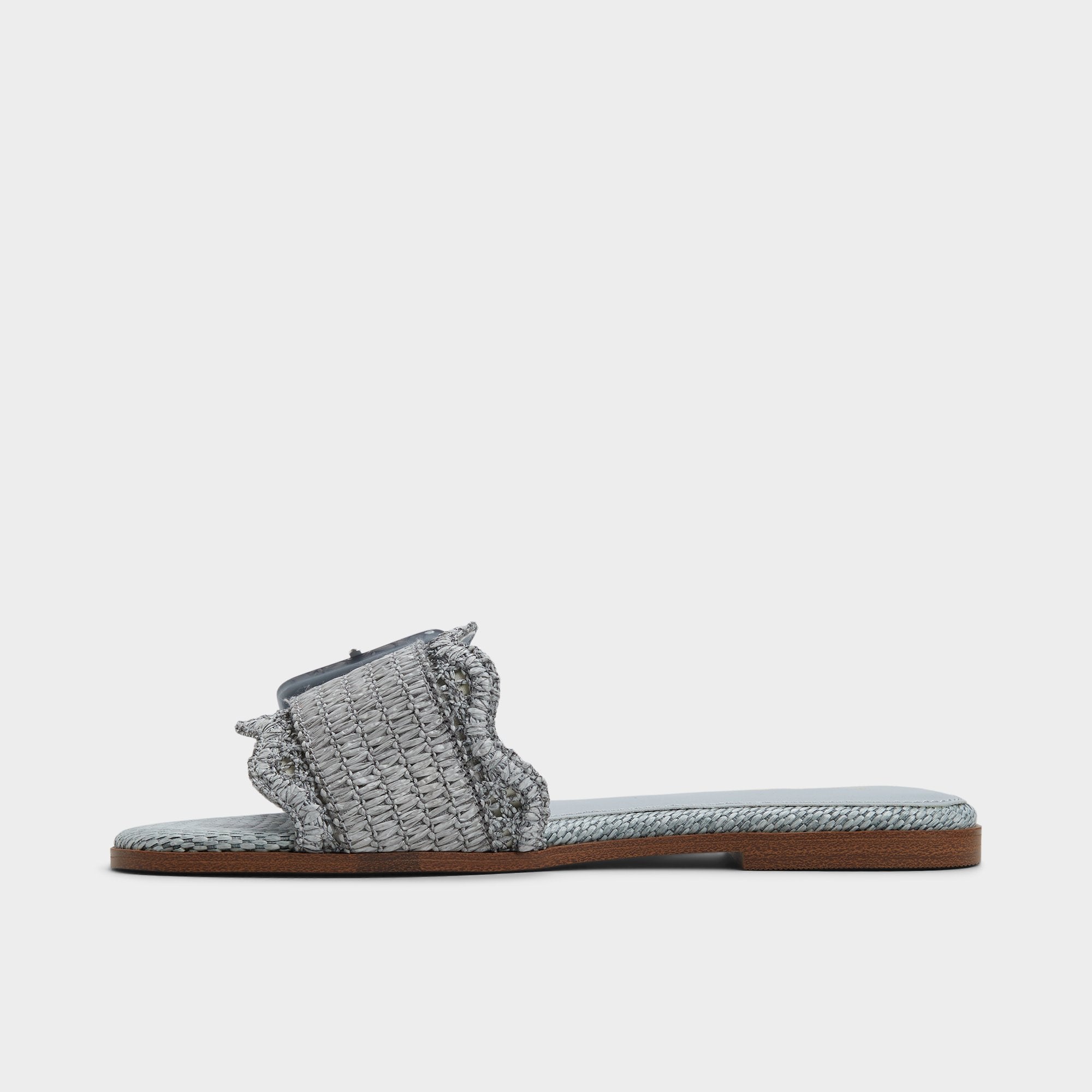 ALDO Wavysally mules raphia bleu ciel boucle