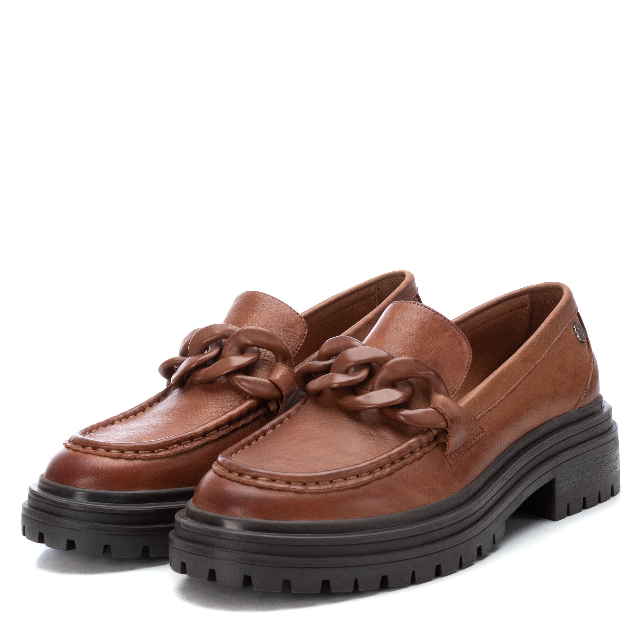 Carmela 16025704 mocassin cuir marron chaîne