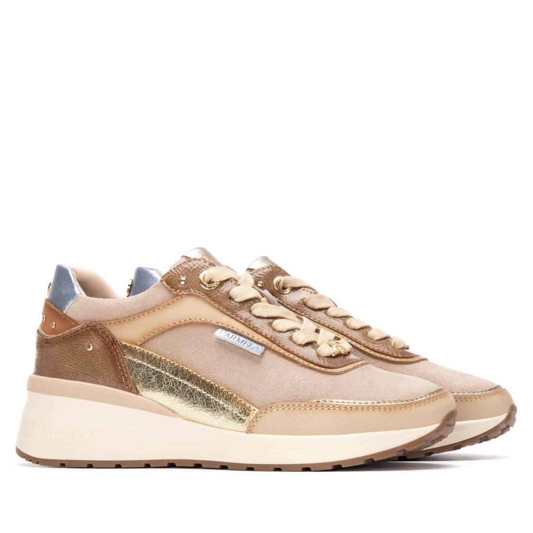 Carmela 16265202 basket femme beige cuir plate