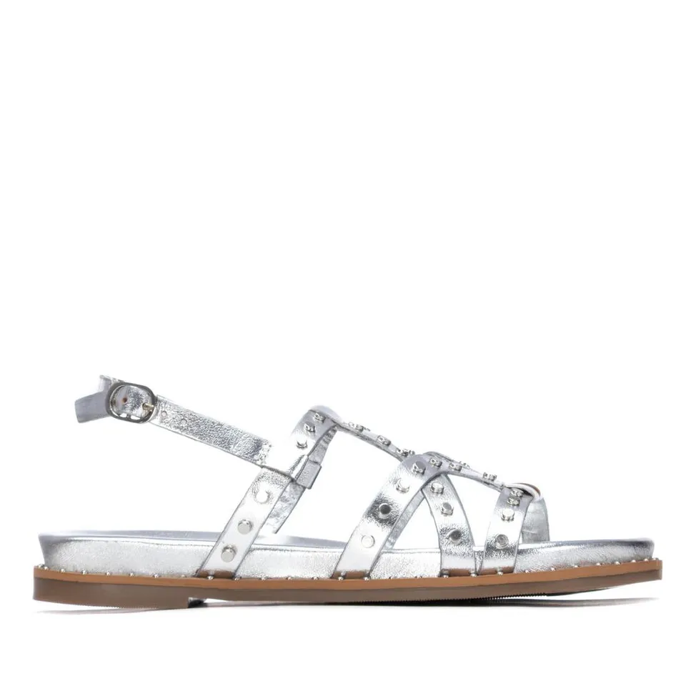 Carmela 16239206 sandale cuir argent talon plat