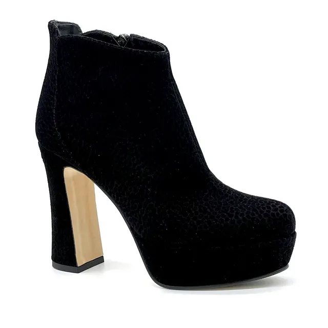 Elata 53538 bottines noir daim imprimé talon 10,5 cm