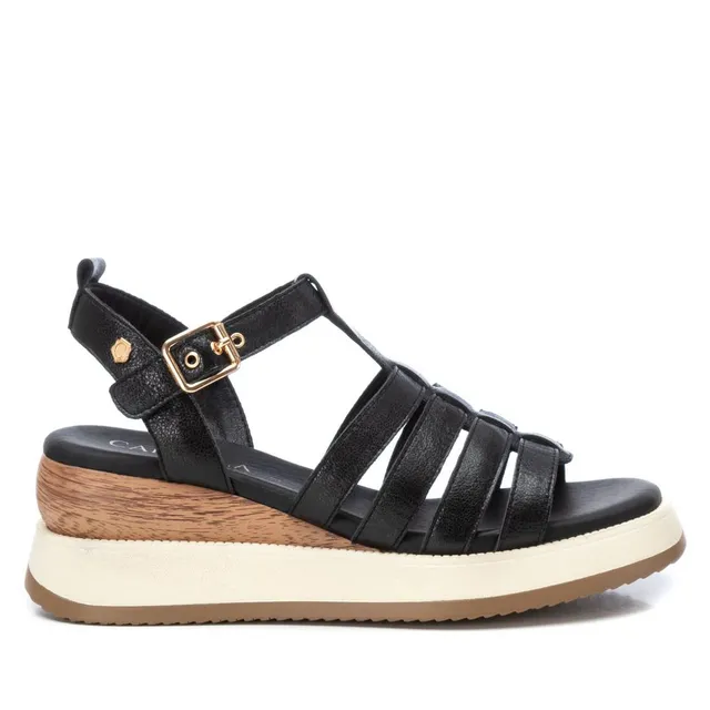 Carmela 16160902 sandale femme noire cuir compensée