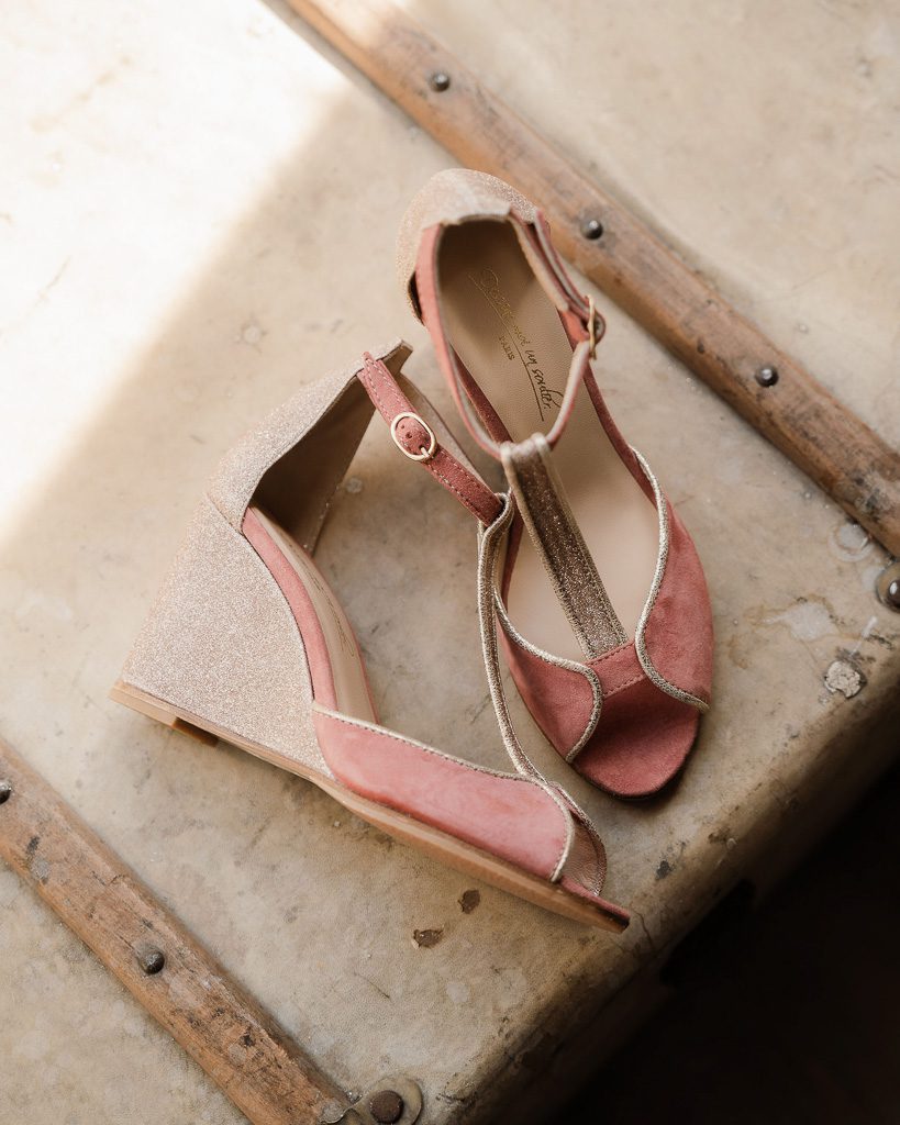 Dessine Moi Un Soulier Charlotte sandales velours rose thé paillettes