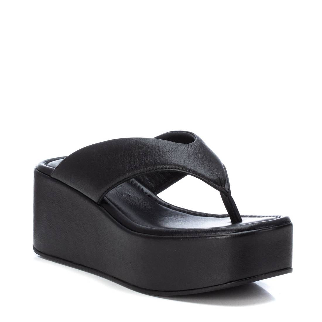 Carmela 16081002 sandale compensee noire cuir talon 7 cm