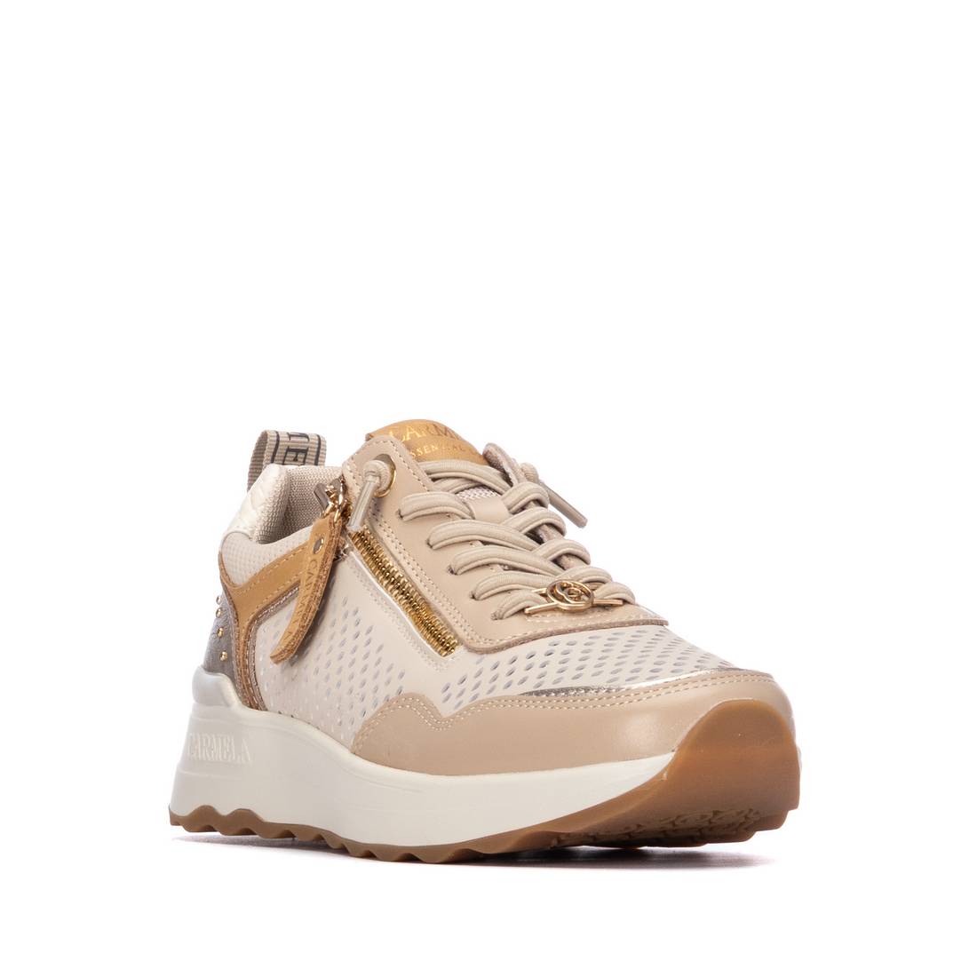 Carmela 16309807 sneaker femme beige cuir semelle crantée