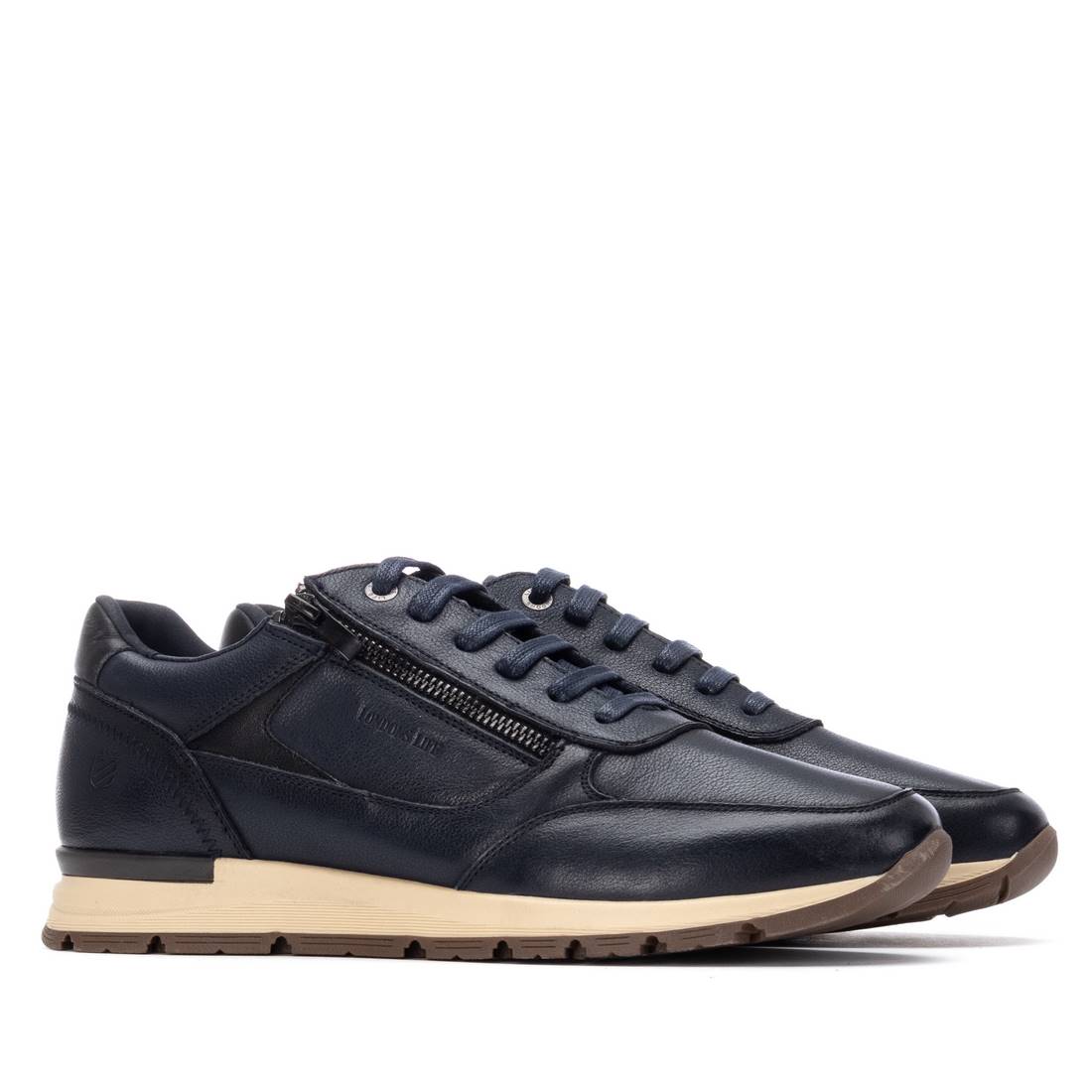 Carmela 16267703 baskets homme cuir bleu marine plates