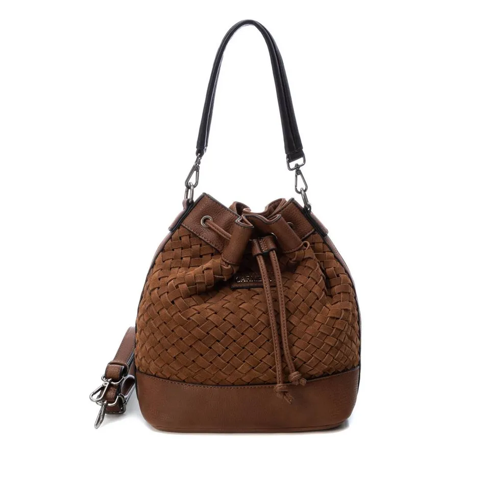 Carmela 18600002 sac seau marron cuir suédé