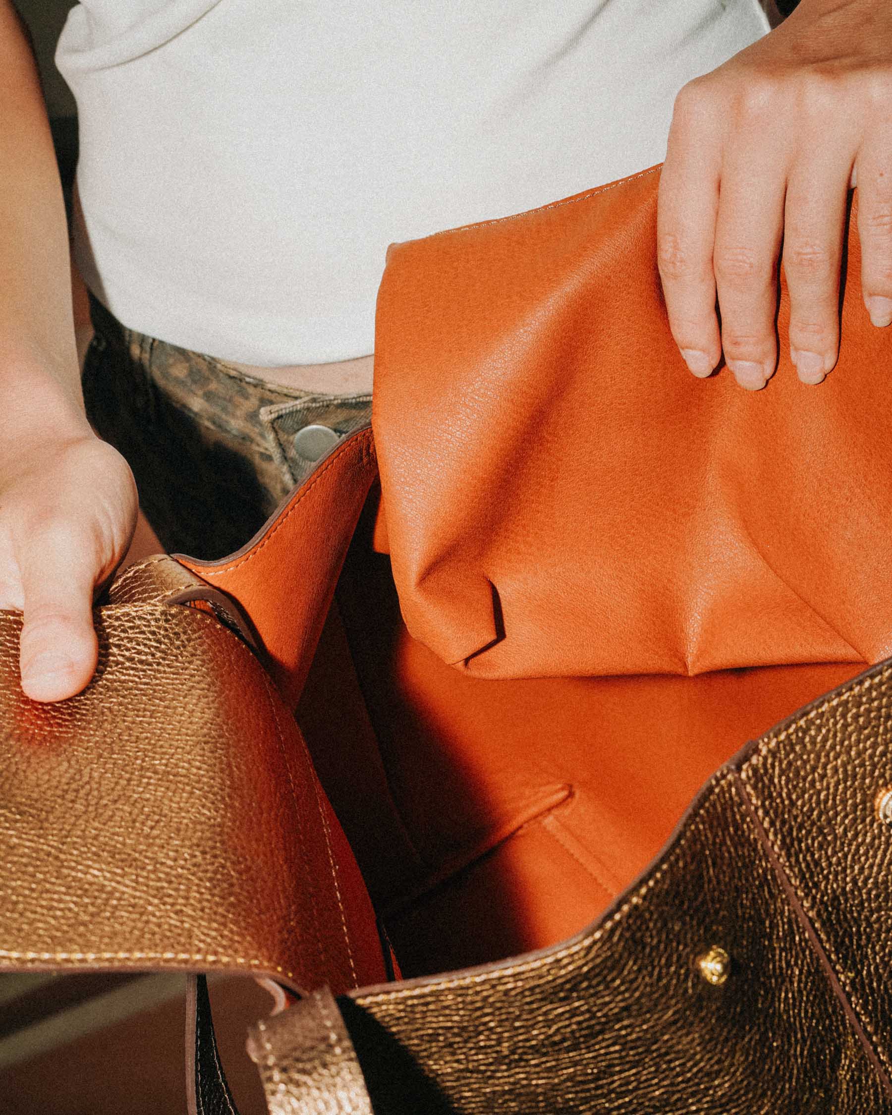 Coralie Masson Steevie sac cabas cuir bronze