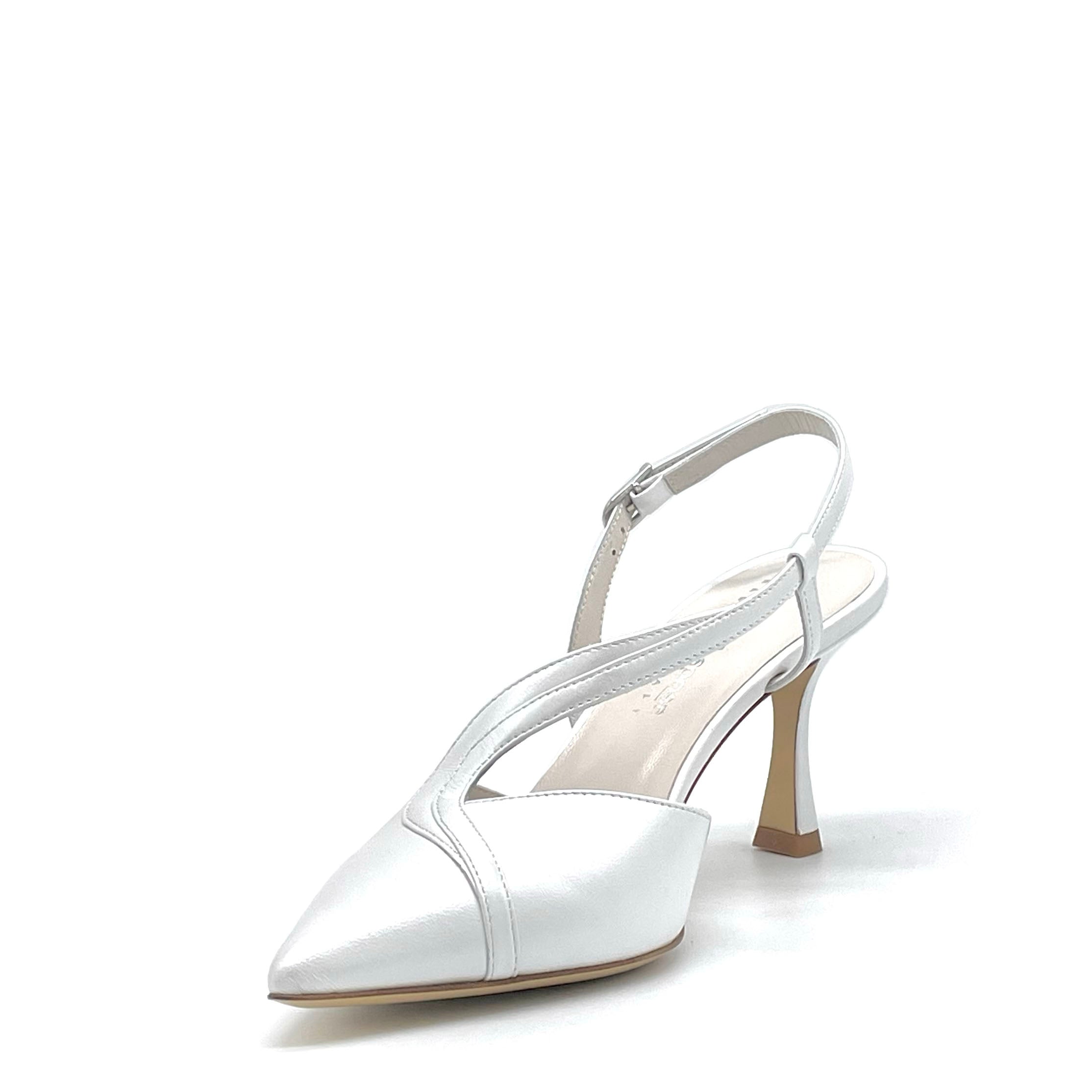 Elata S2632 slingback cuir blanc perlé 7,5 cm