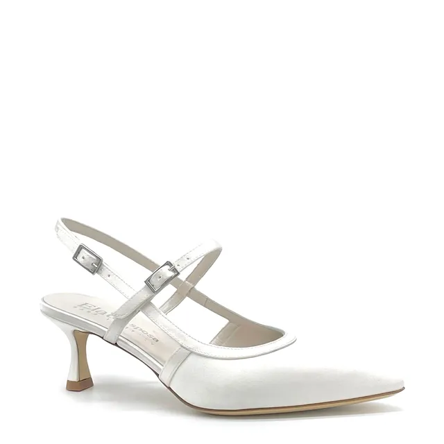ELATA S2635 slingback mariée satin blanc 5,5 cm