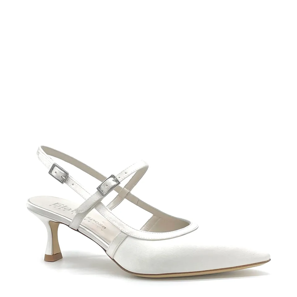 ELATA S2635 slingback mariée satin blanc 5,5 cm